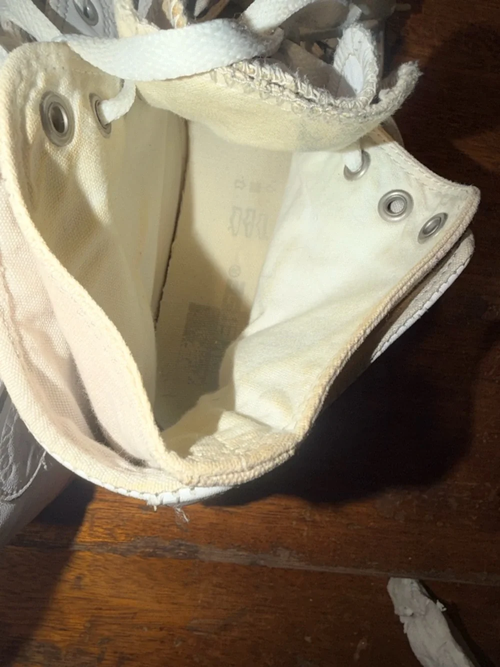 Classic High-Top Canvas Sneakers in White and Beige Men’s Size 9 - Picture 7 of 9